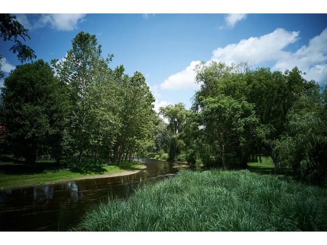 a backyard of a house with lots of green space