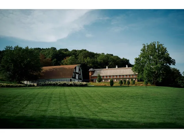 a view of a golf course with a garden