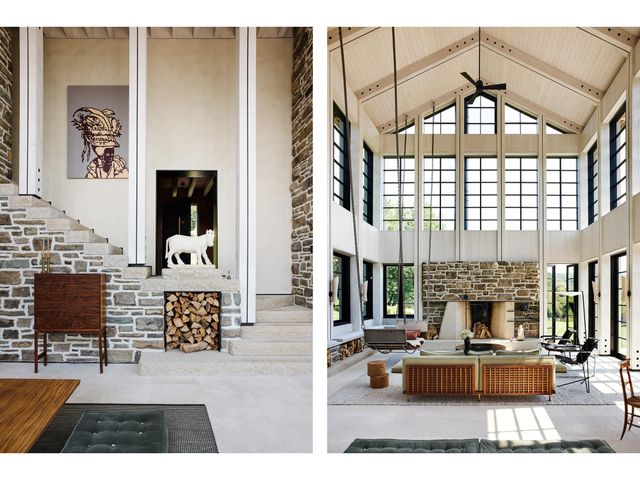 a living room with fireplace furniture and a chandelier