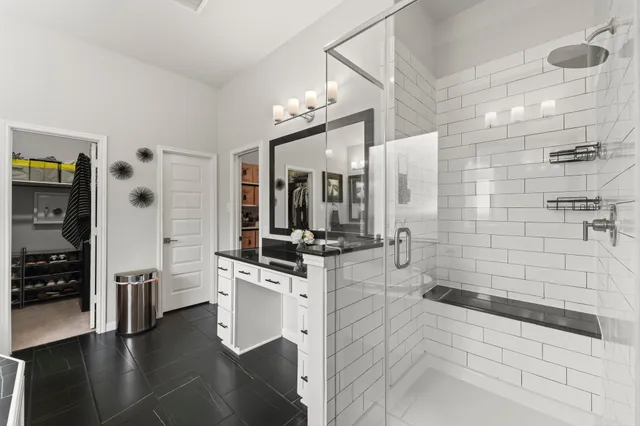 a bathroom with a sink double vanity