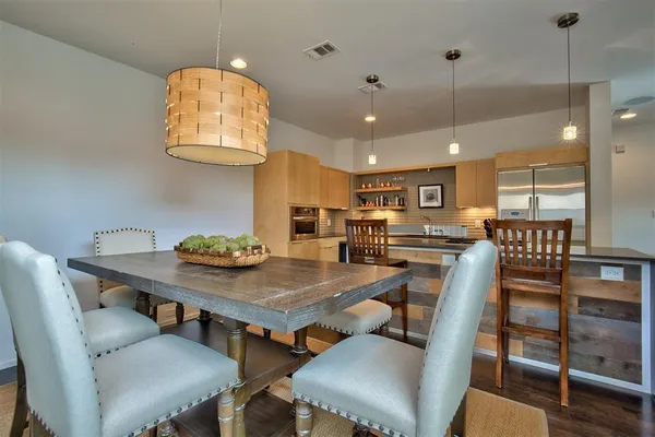 a view of a dining room and livingroom