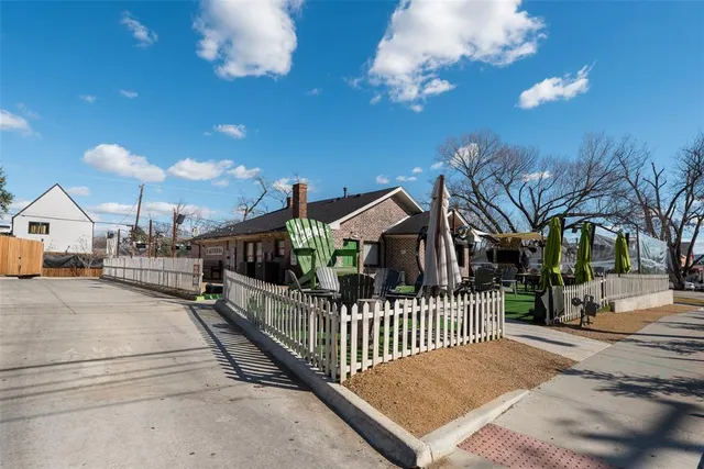 a front view of a building with street