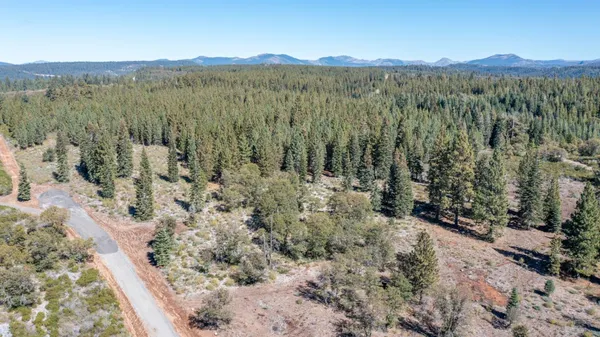 a view of mountain with trees in the background