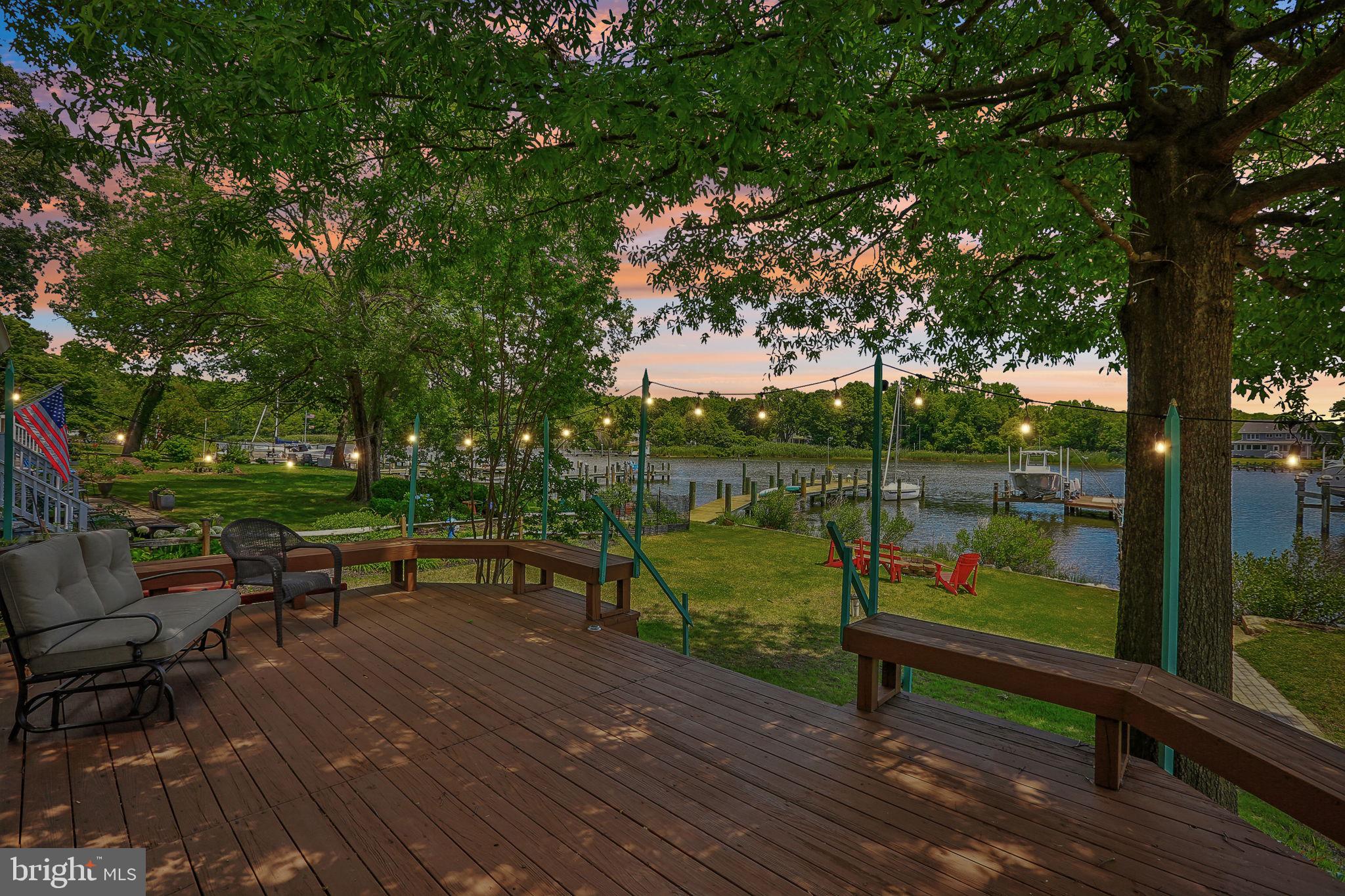 Serene lakeside retreat at dusk.