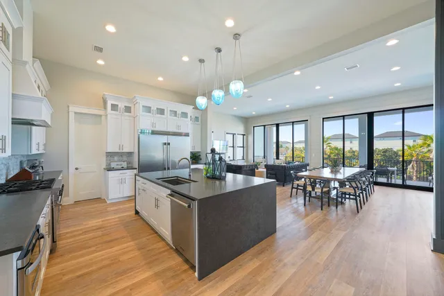 a kitchen with lots of counter top space