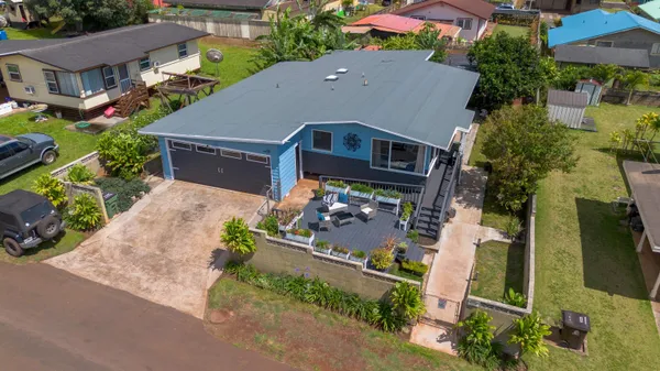 an aerial view of a house