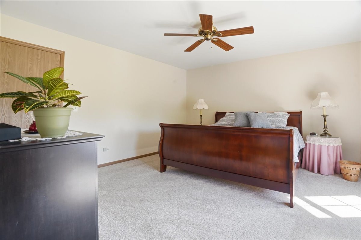 3413 Harbor Ridge Drive Zion, IL 60099 - Photo 19 of 37 a bedroom with a bed and a potted plant on the dresser