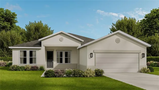 a view of front house and garden