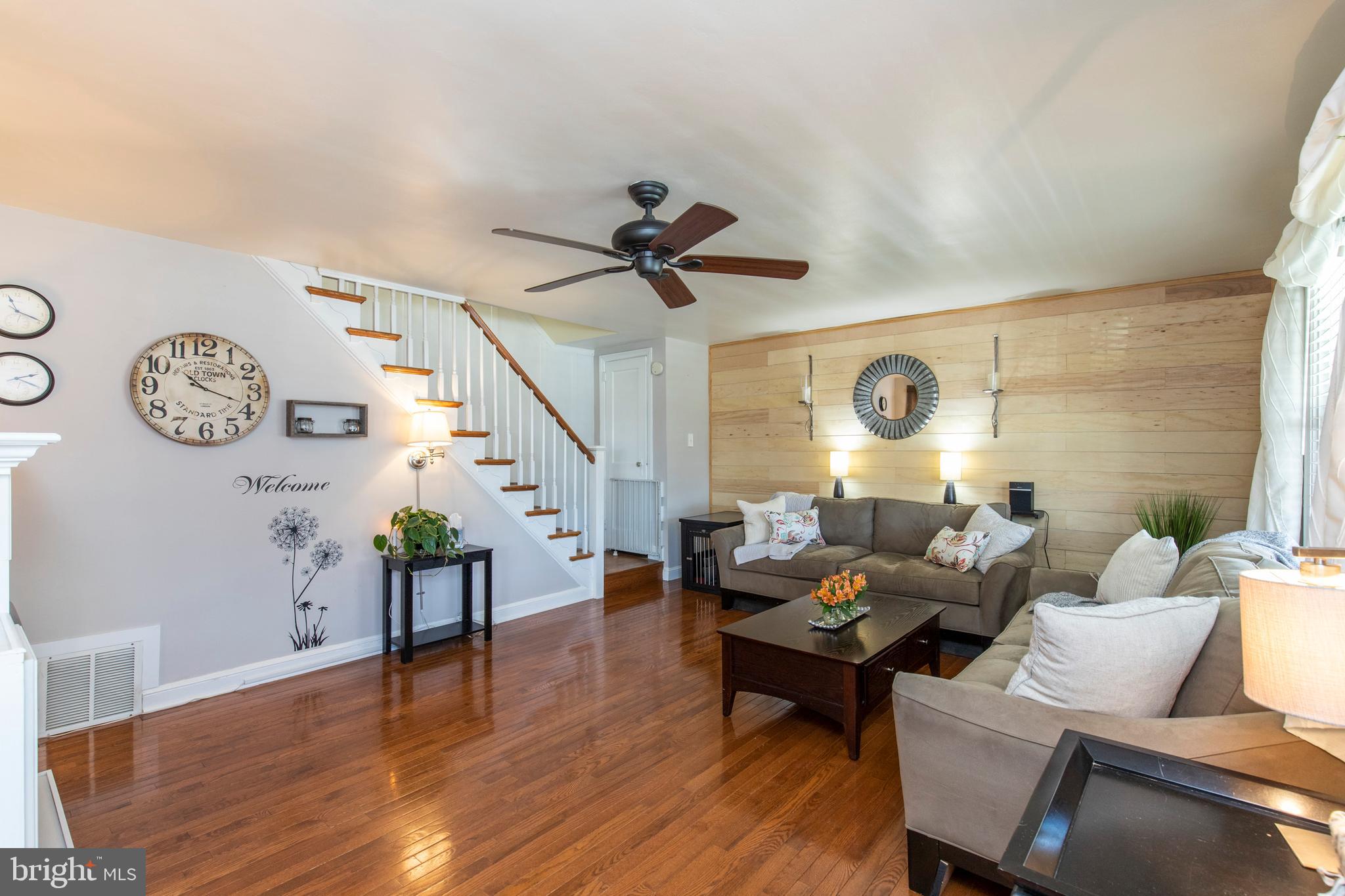 122 Brentwood Road Havertown, PA 19083 - Photo 10 of 31 Living room with gas fireplace and ship lap wall
