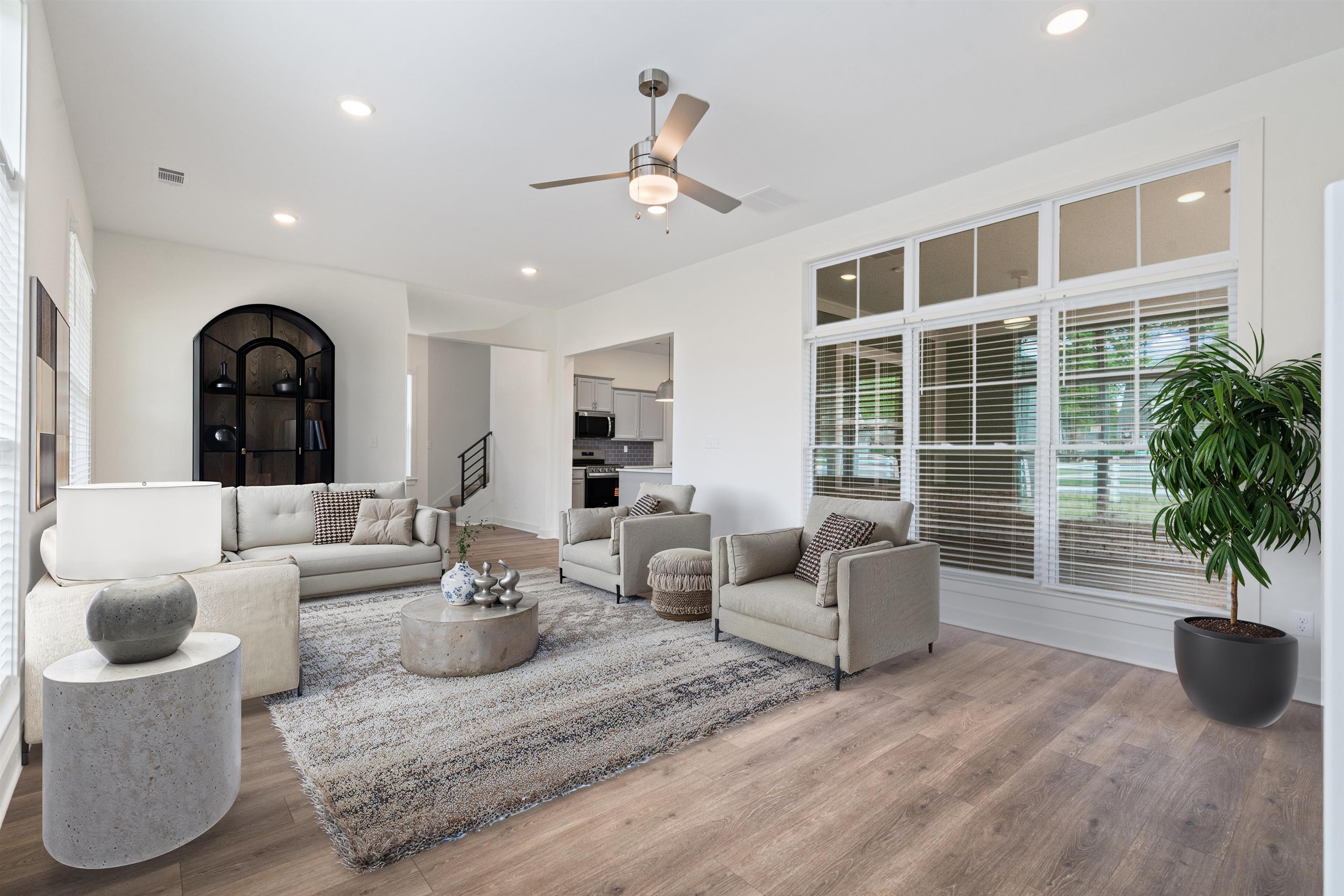 5698 Gerber Road Arlington, TN 38002 - Photo 26 of 29 Living area with ceiling fan, wood finished floors, and recessed lighting