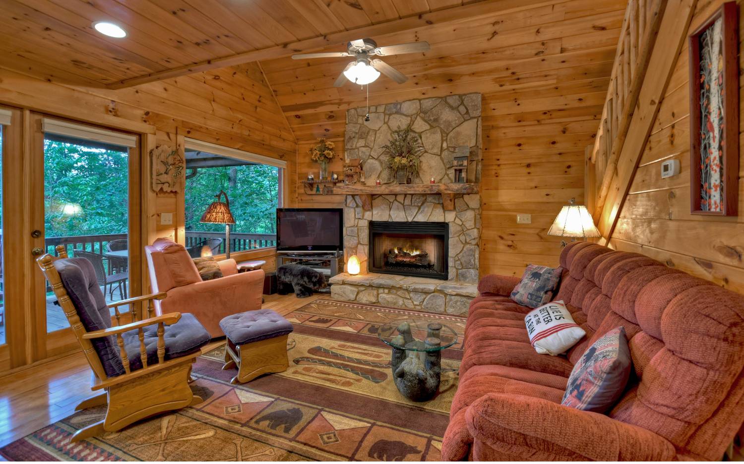 124 White Tail Ridge Blue Ridge, GA 30513 - Photo 16 of 42 a living room with furniture fireplace and a flat screen tv