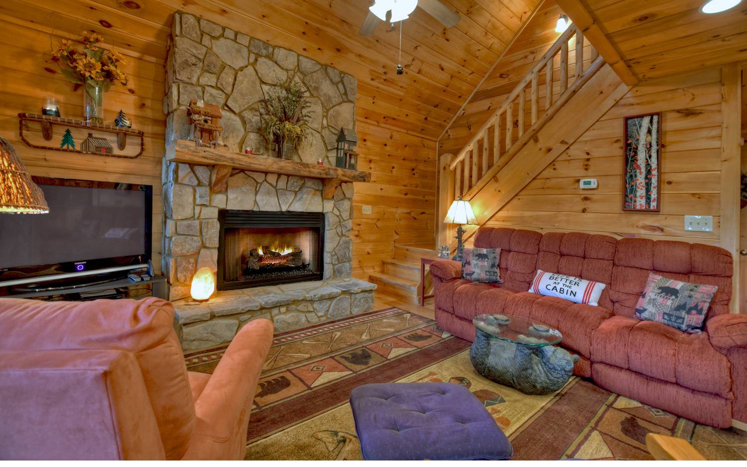 124 White Tail Ridge Blue Ridge, GA 30513 - Photo 23 of 42 a living room with furniture and a fireplace