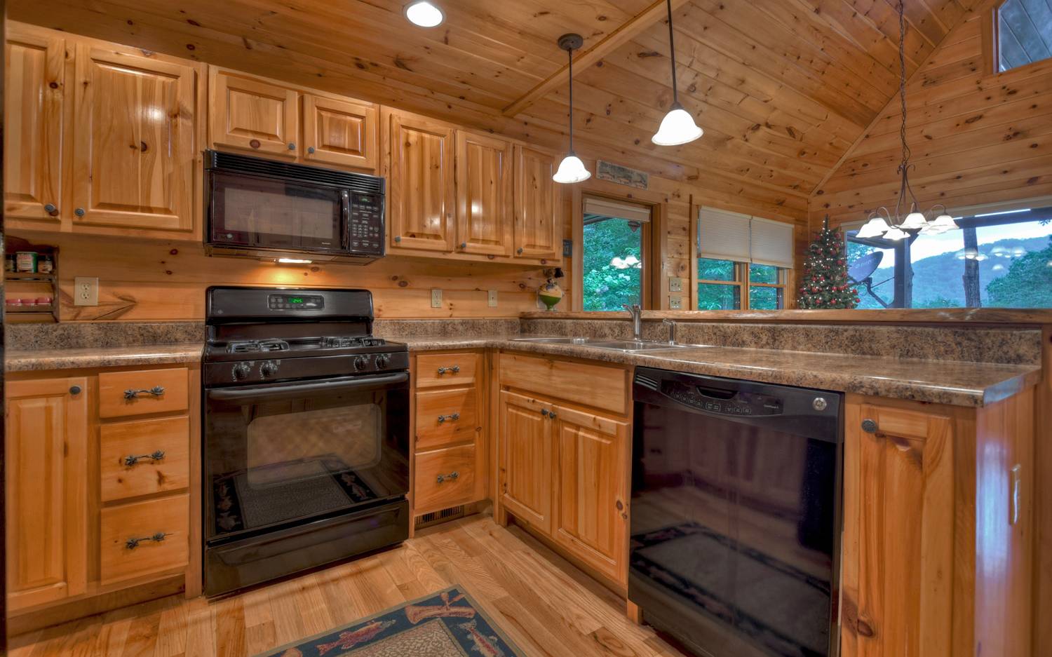 124 White Tail Ridge Blue Ridge, GA 30513 - Photo 28 of 42 a kitchen with stainless steel appliances granite countertop a stove and a microwave