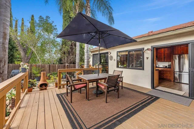 a view of a chairs and table in the balcony