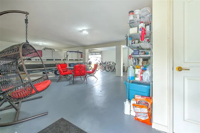 a view of a balcony with wooden floor