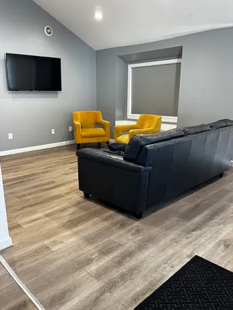 a living room with furniture