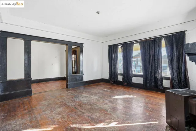 an empty room with windows