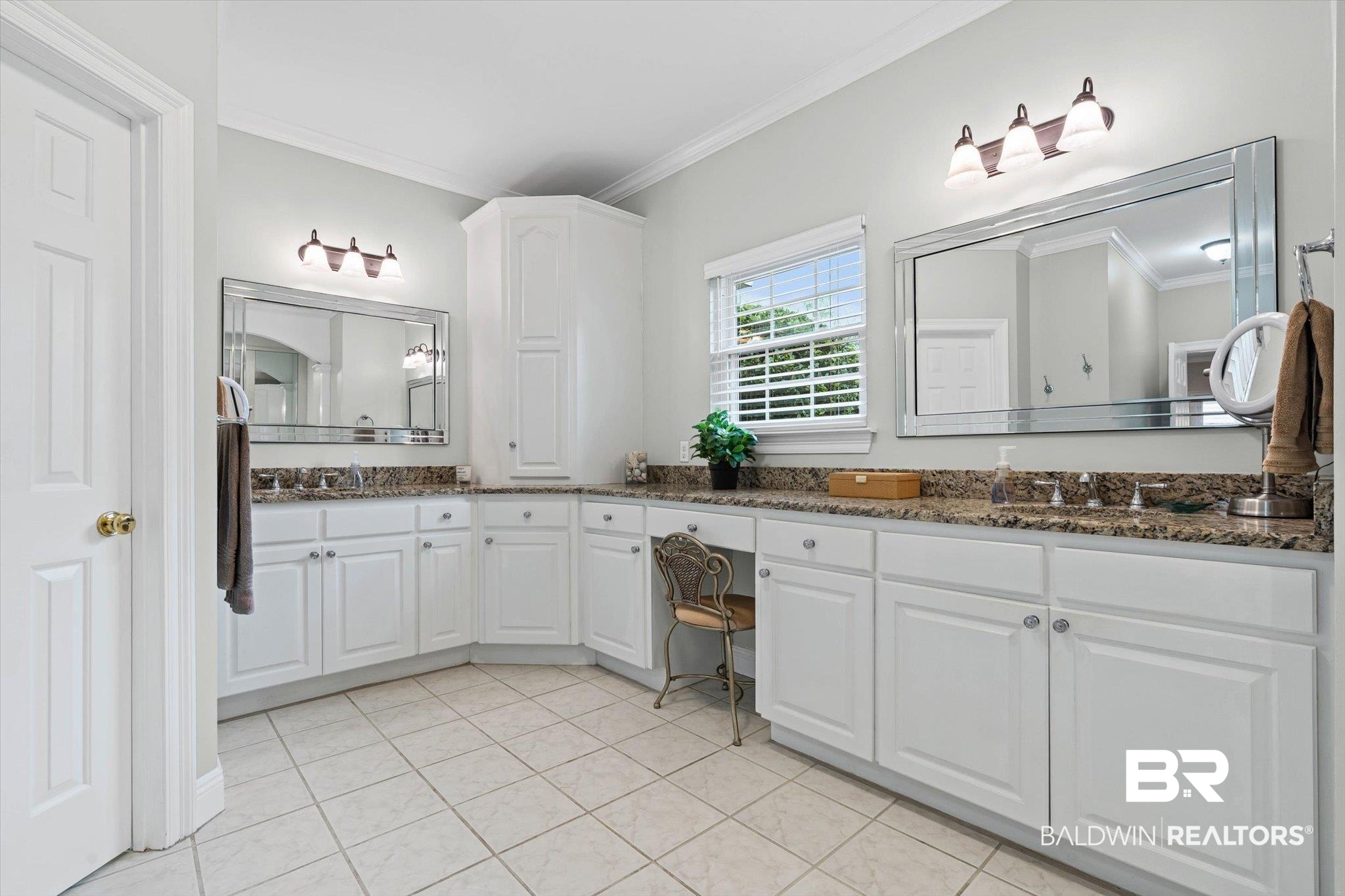 4851 Audubon Drive Mobile, AL 36619 - Photo 16 of 46 Full bathroom featuring crown molding, vanity, and light tile patterned flooring