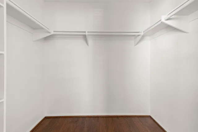 a view of small space with racks on the wall