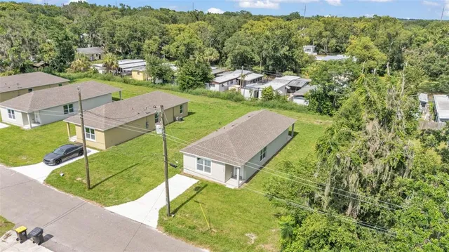 an aerial view of a house