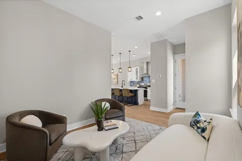 a living room with furniture