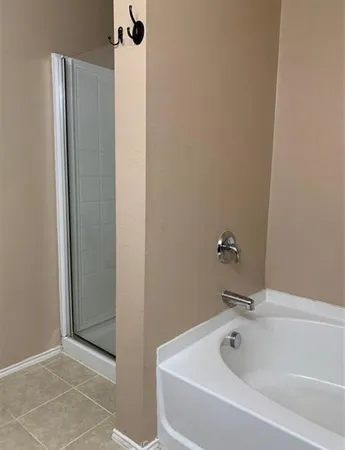 a bathroom with a bathtub