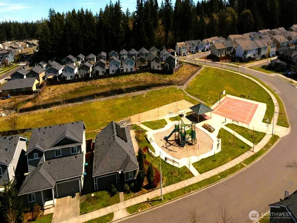 an aerial view of a house