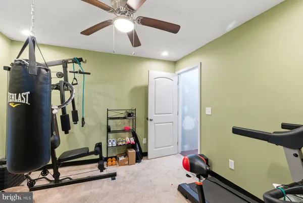 a room with gym equipment