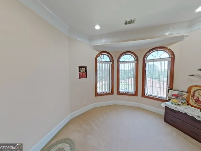 a view of a hallway with workspace