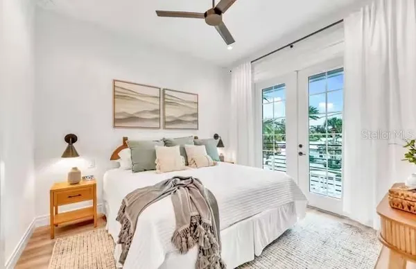 a bedroom with bed and a window