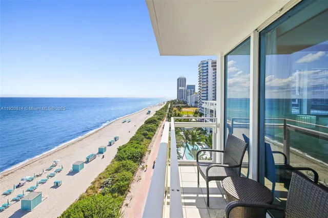 a view of balcony with furniture