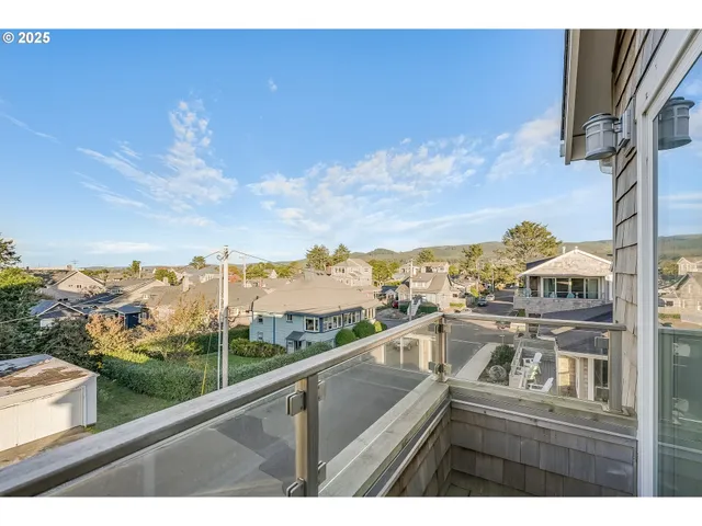 a view of a city from a balcony