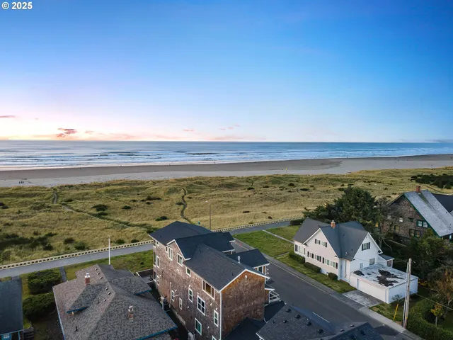a view of a city and ocean view