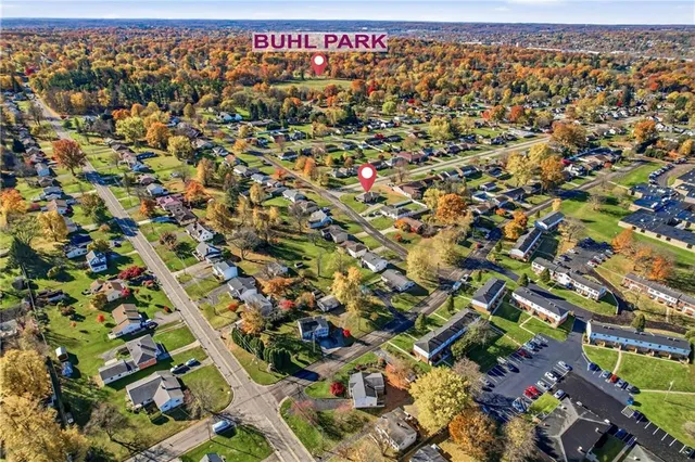 an aerial view of multiple house
