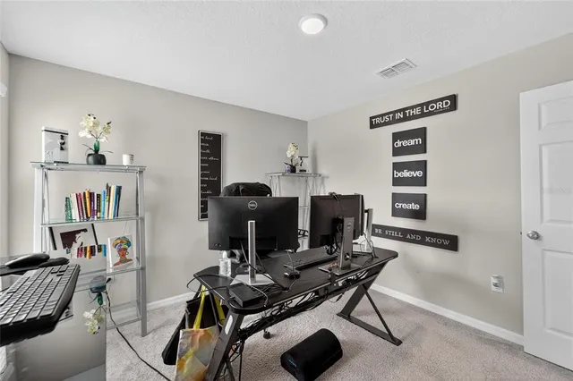 a view of a garden with a slide and a lake view