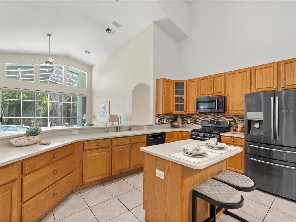 7935 Calindra Court Trinity, FL 34655 - Photo 13 of 52 a kitchen with a sink a kitchen island and stainless steel appliances
