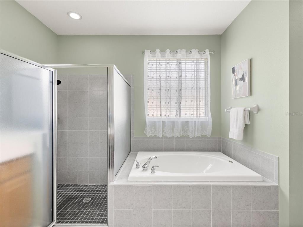 7935 Calindra Court Trinity, FL 34655 - Photo 22 of 52 a bathroom with a bathtub a shower and a window