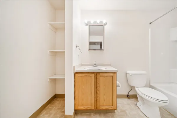 a bathroom with a bathtub