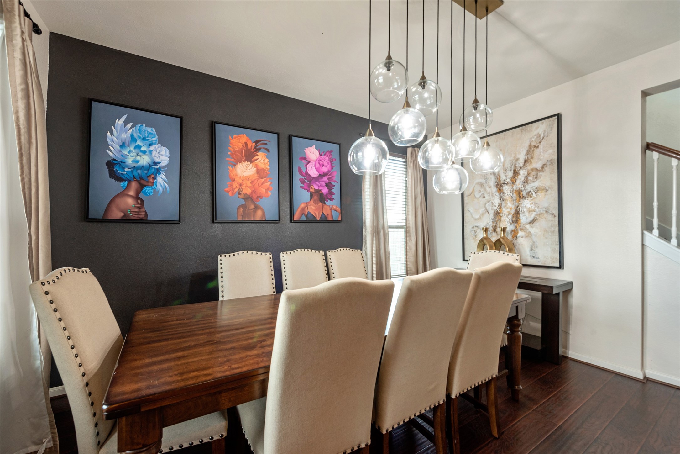 3554 Bennett Trails Drive Spring, TX 77386 - Photo 4 of 44 a view of a dining room with furniture wooden floor and chandelier