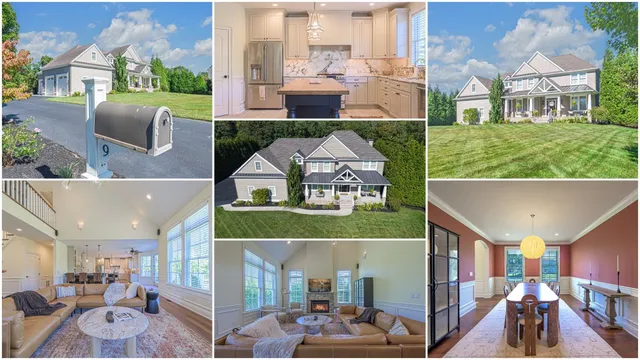 an aerial view of a house with outdoor space