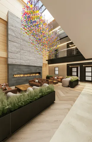 a swimming pool with outdoor seating and yard