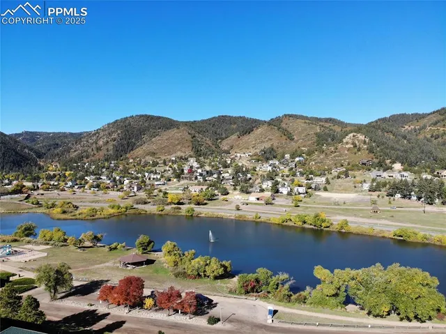 a view of a city with an ocean beach