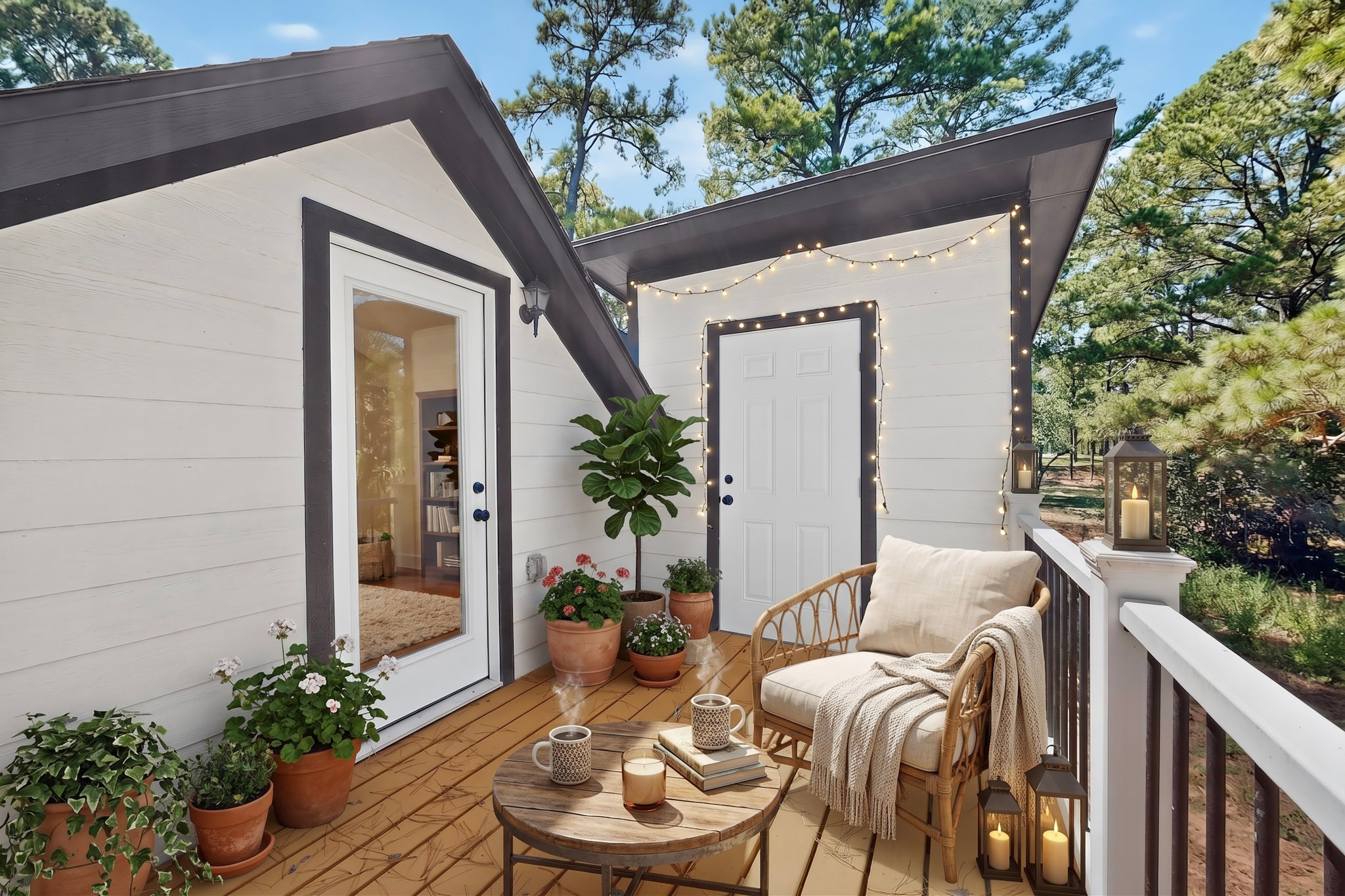 158 Fealy Road Red Rock, TX 78662 - Photo 33 of 40 An inviting elevated wooden deck sits nestled among mature pine trees.