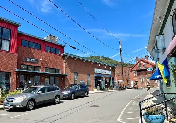 a view of street with building