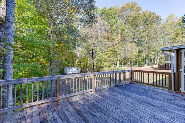 a view of a wooden roof deck