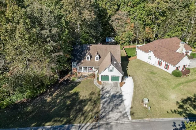 an aerial view of a house
