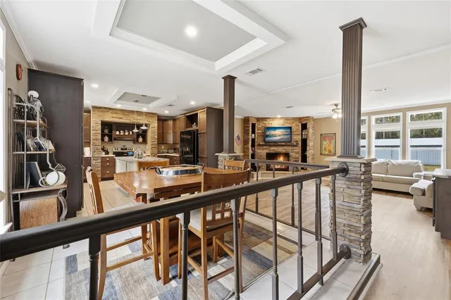 a spacious bathroom with a granite countertop sink and a mirror