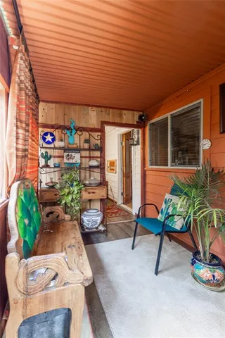a potted plant sitting in front of a door