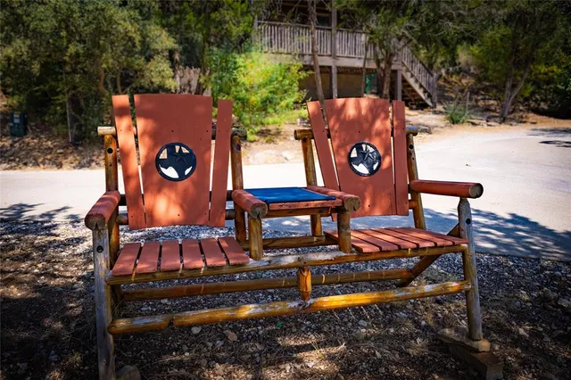 a backyard of a house with seating space