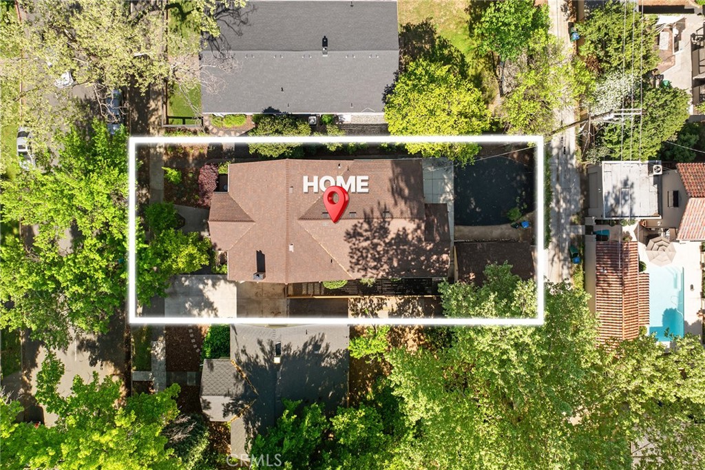 587 East 3rd Street Chico, CA 95928 - Photo 65 of 73 an aerial view of a house with a yard basket ball court and outdoor seating